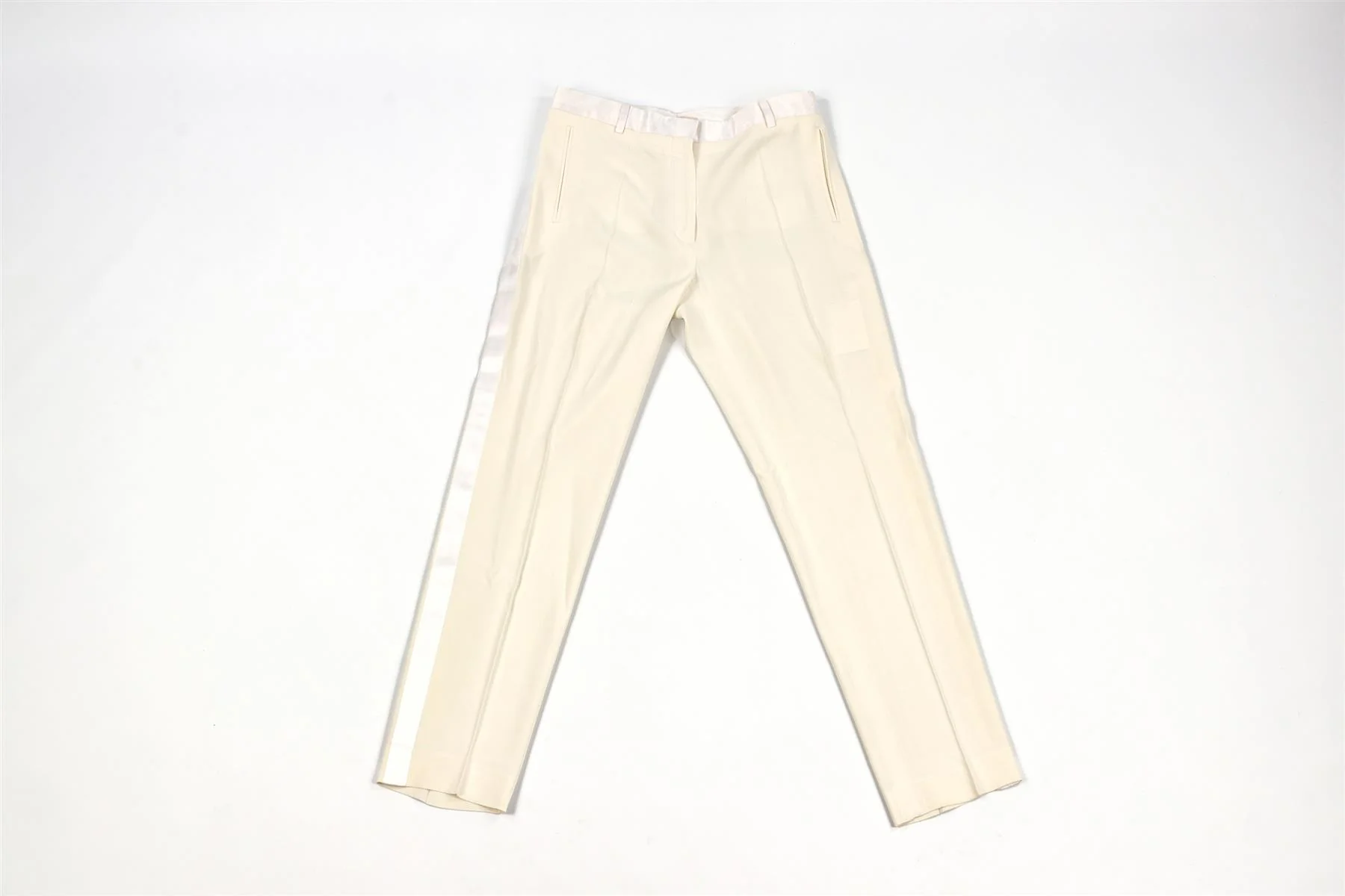 CELINE WHITE CREPE STRAIGHT LEG PANTS FR 36 UK 8 - Image 2