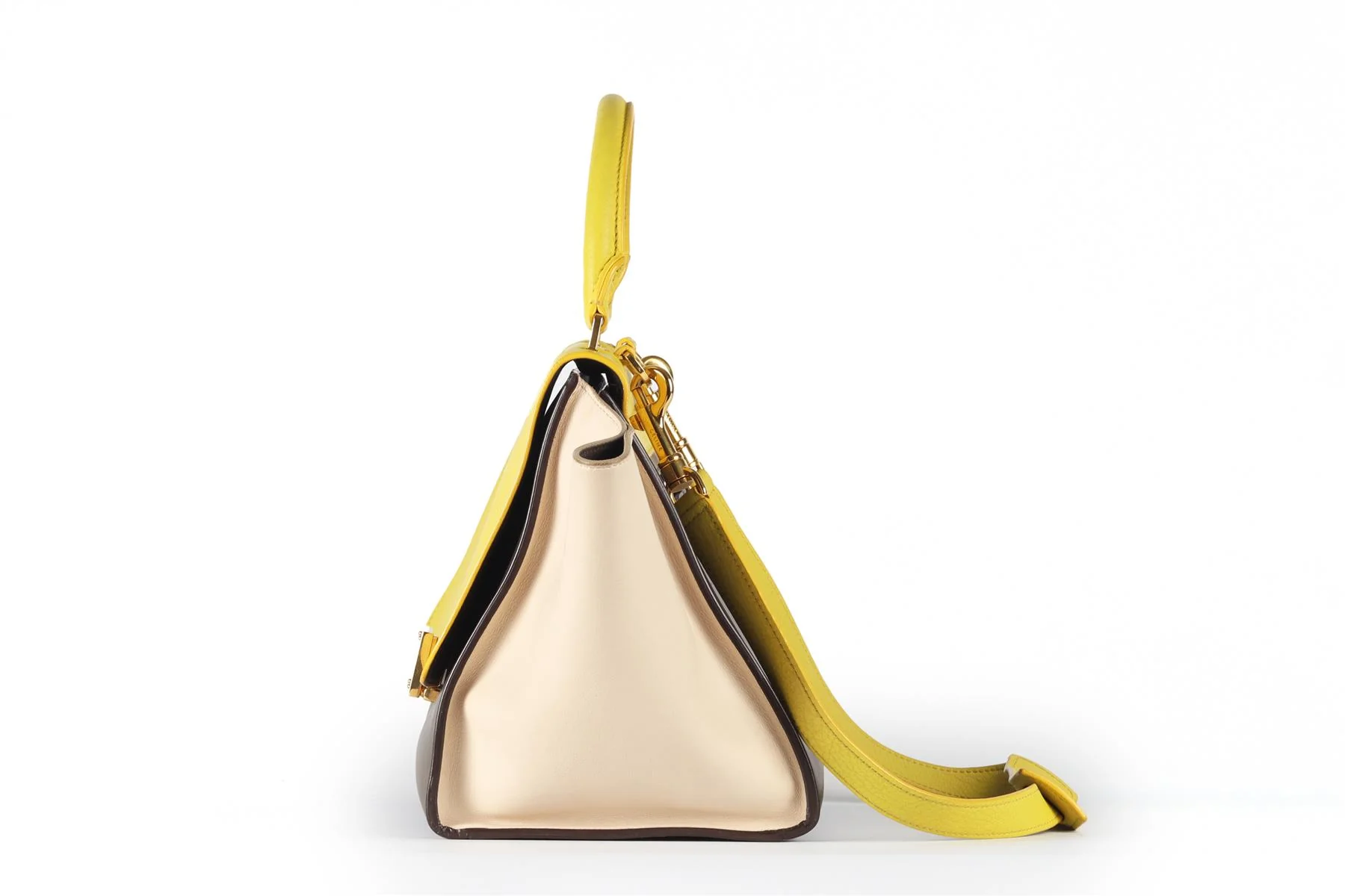 CELINE YELLOW TRAPEZE SMALL LEATHER TOTE BAG - Image 6