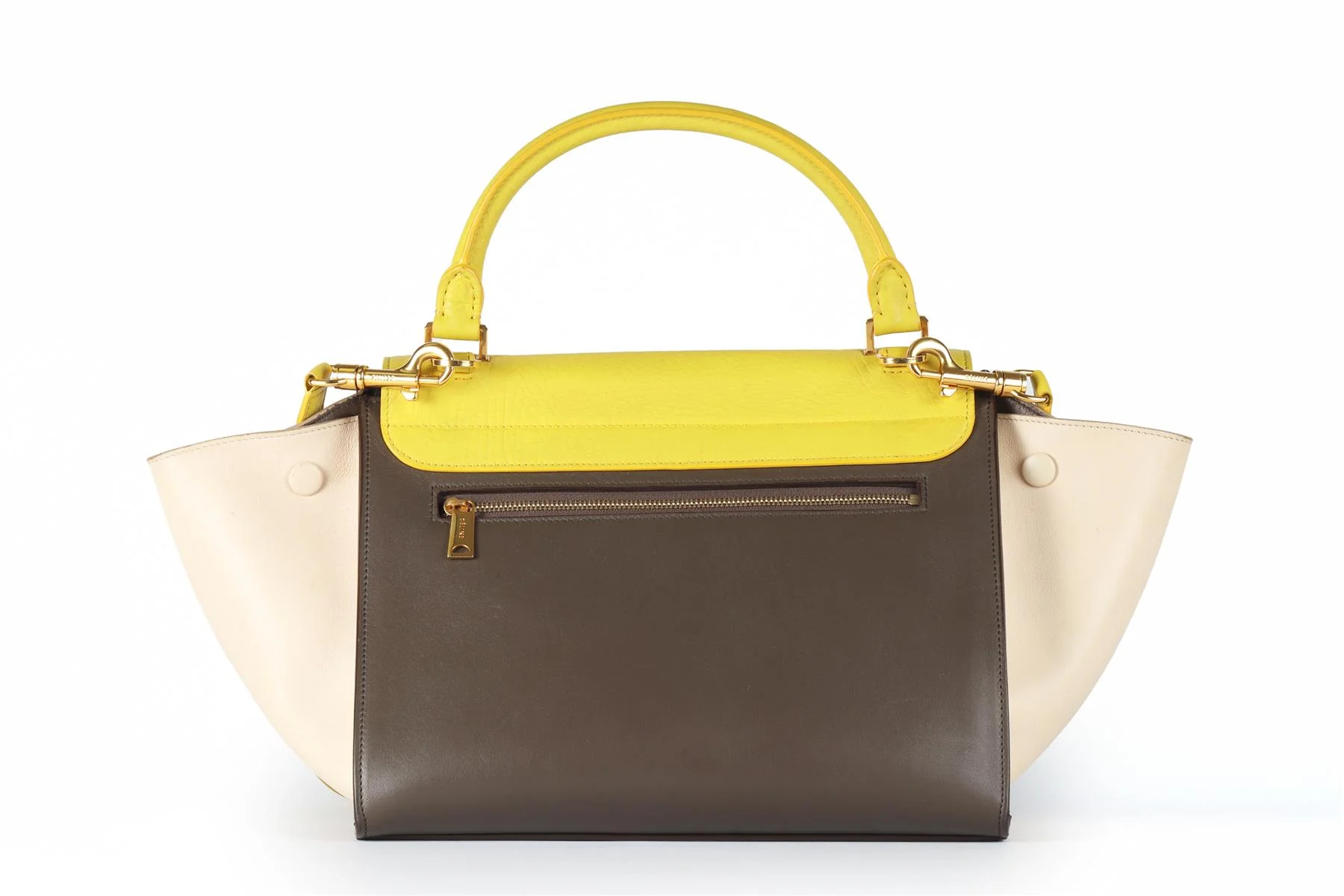 CELINE YELLOW TRAPEZE SMALL LEATHER TOTE BAG - Image 7