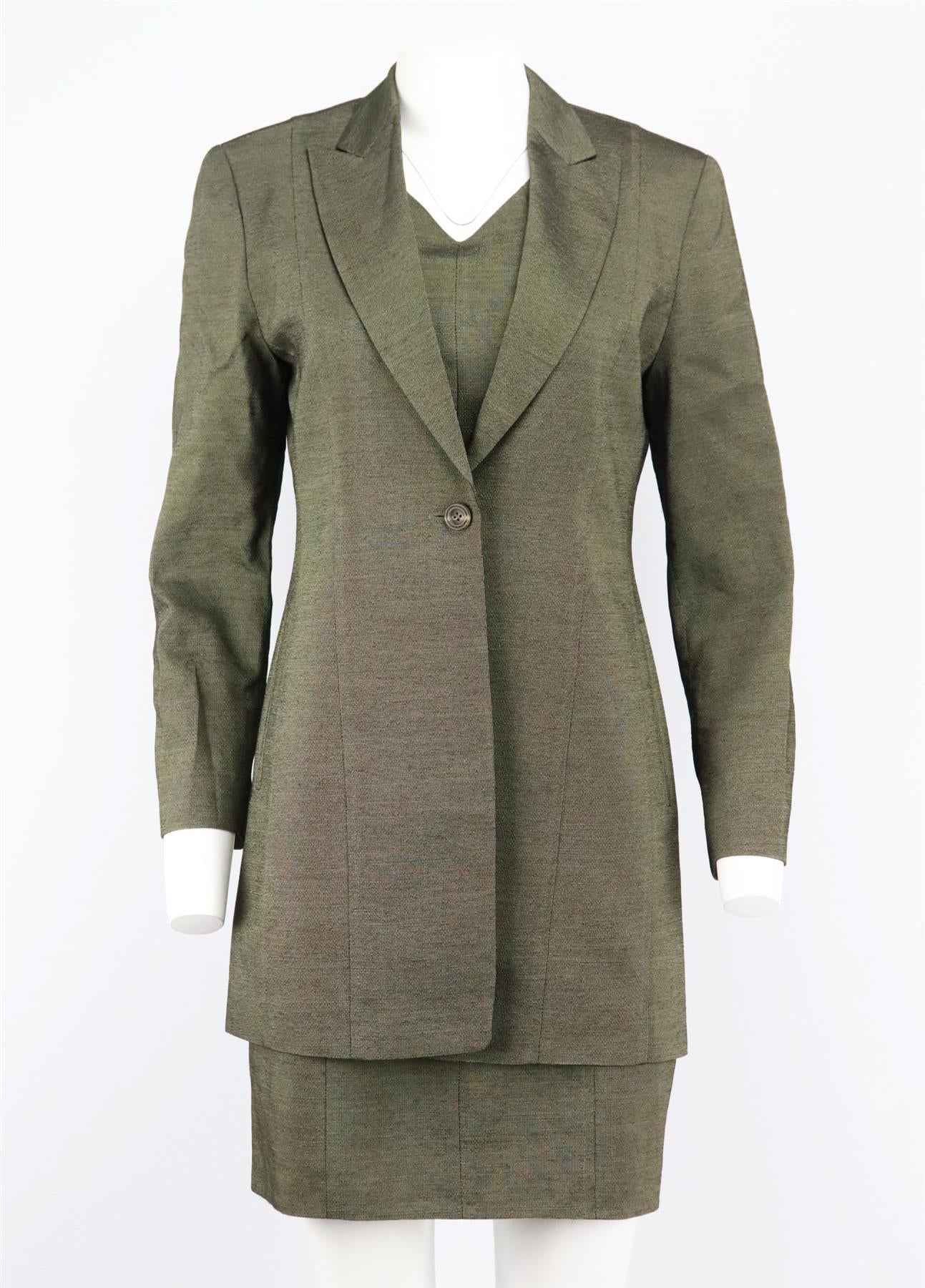 CERRUTI 1881 WOOL BLEND DRESS AND JACKET IT 44 UK 12 - Image 3