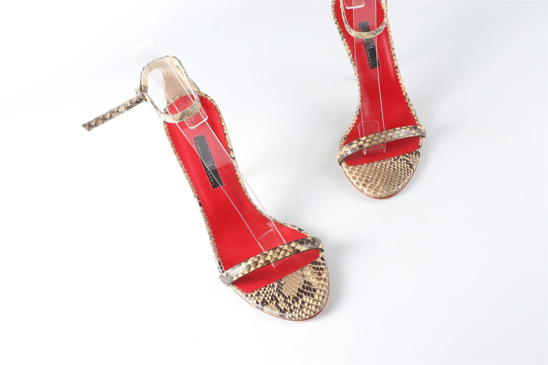 CH CAROLINA HERRERA BEIGE SNAKESKIN SANDALS EU 36 UK 3 US 6 - Image 4