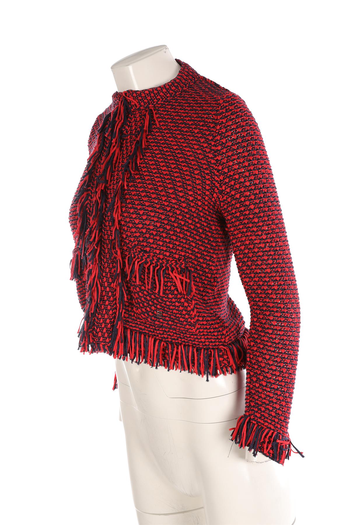 CH CAROLINA HERRERA RED KNIT JACKET SMALL - Image 3