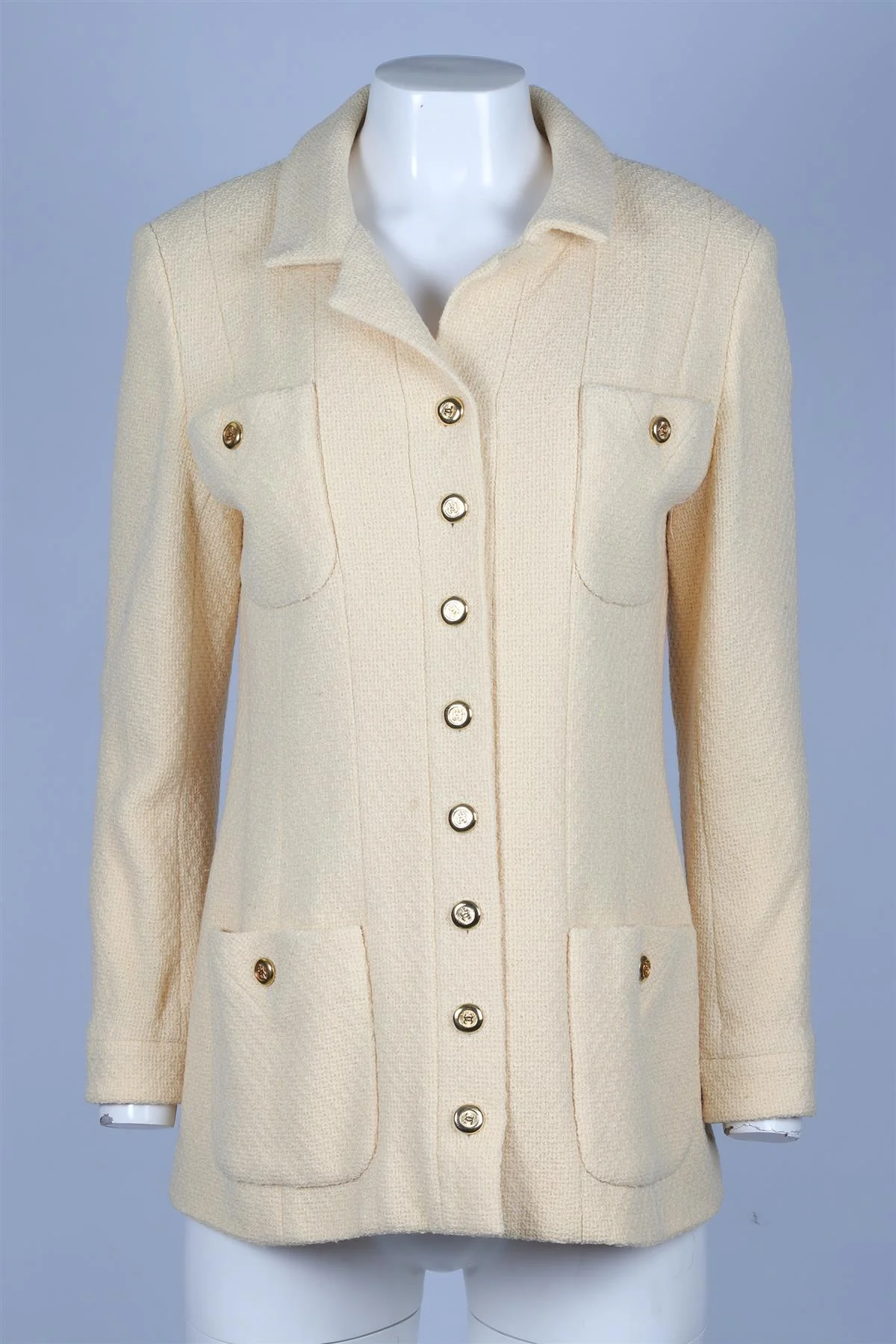 CHANEL 1991 YELLOW WOOL BLAZER FR 40 UK 12 - Image 2