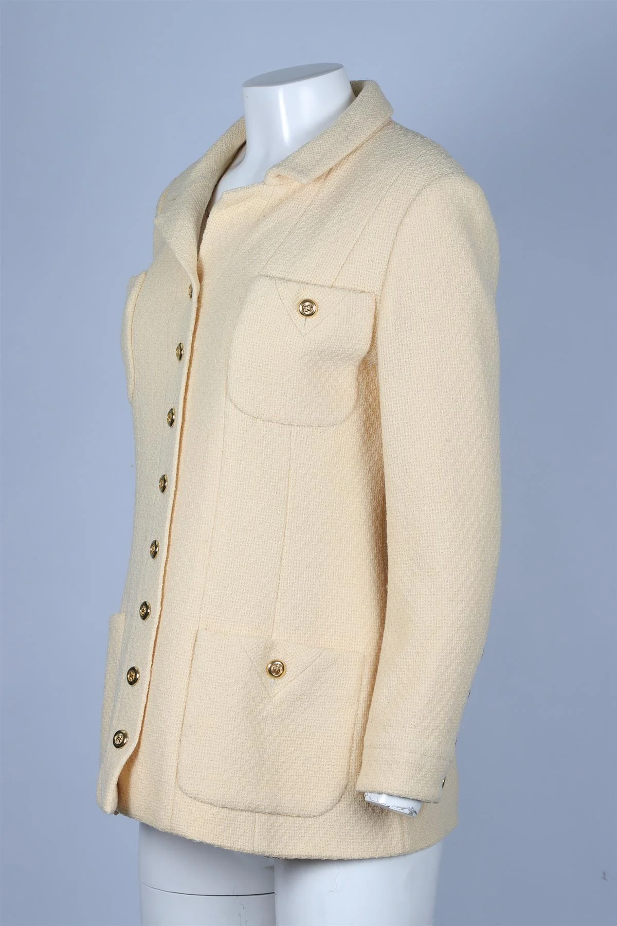 CHANEL 1991 YELLOW WOOL BLAZER FR 40 UK 12 - Image 3