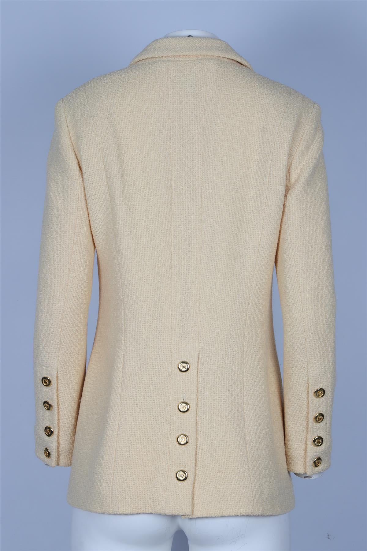 CHANEL 1991 YELLOW WOOL BLAZER FR 40 UK 12 - Image 4