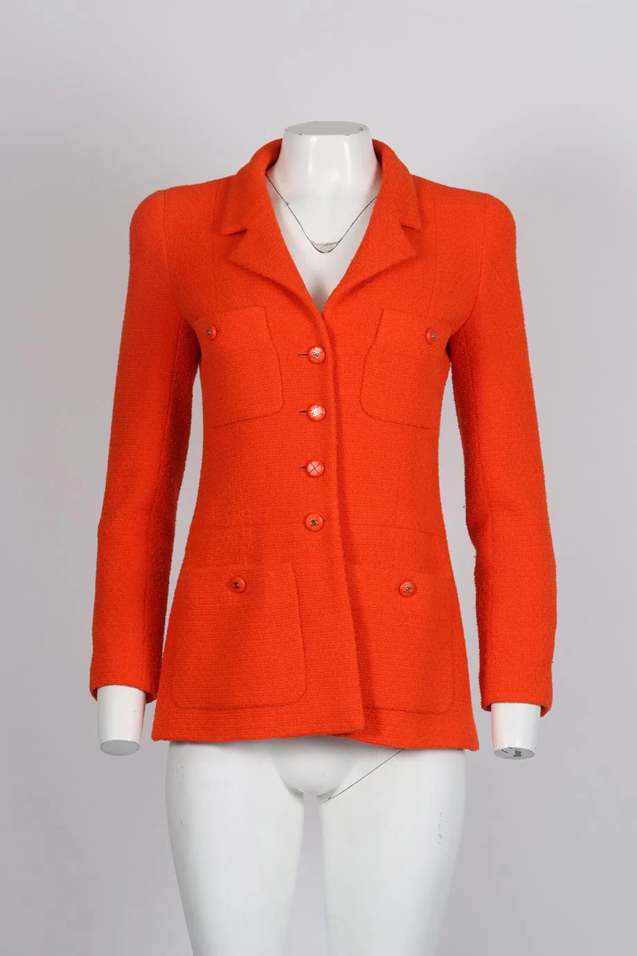 CHANEL 1995 WOOL AND COTTON BLEND TWEED BLAZER FR 38 UK 10 - Image 2