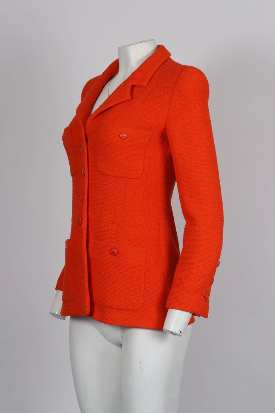 CHANEL 1995 WOOL AND COTTON BLEND TWEED BLAZER FR 38 UK 10 - Image 3