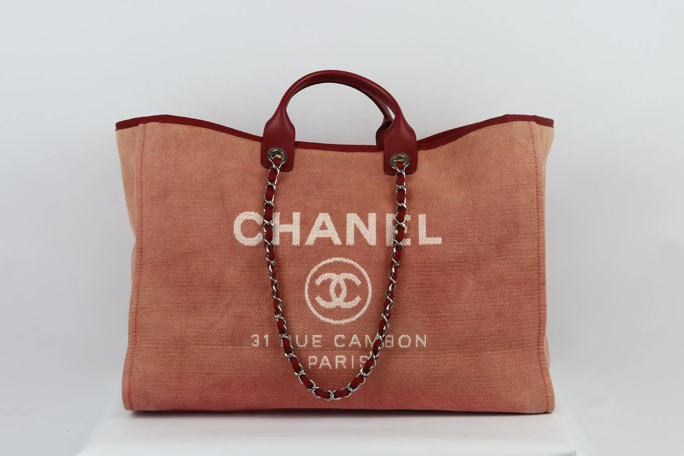 CHANEL 2012 DEAUVILLE EXTRA LARGE CANVAS AND LEATHER TOTE BAG - Image 3