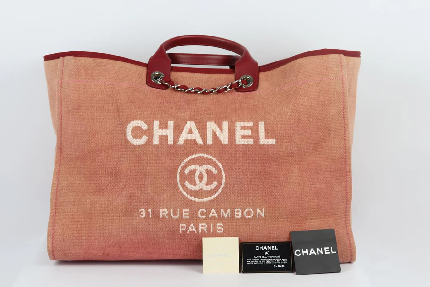 CHANEL 2012 DEAUVILLE EXTRA LARGE CANVAS AND LEATHER TOTE BAG - Image 8