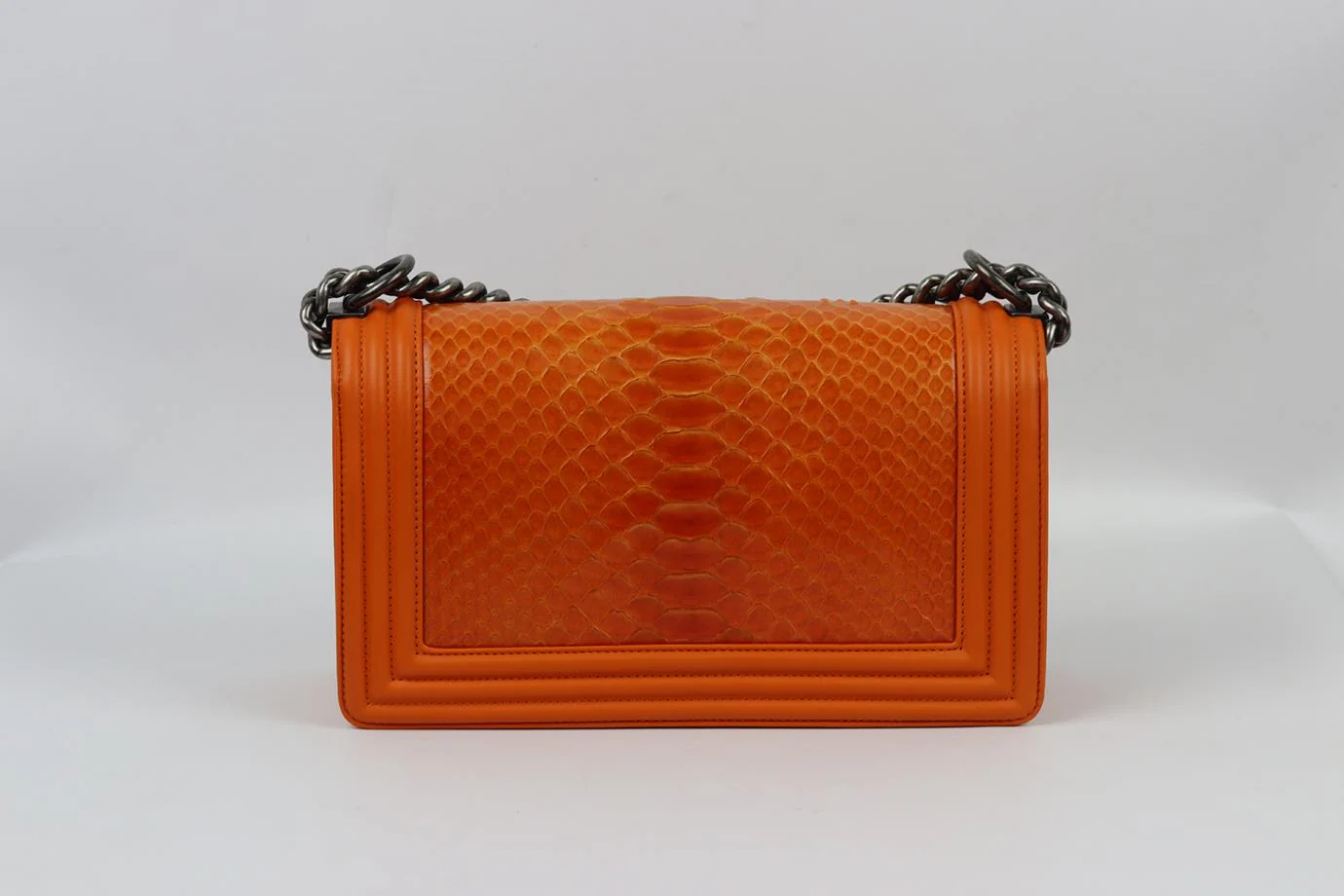 CHANEL 2014 BOY MEDIUM PYTHON AND LEATHER SHOULDER BAG - Image 4