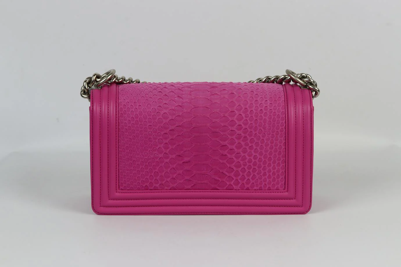 CHANEL 2015 BOY MEDIUM PYTHON AND LEATHER SHOULDER BAG - Image 4