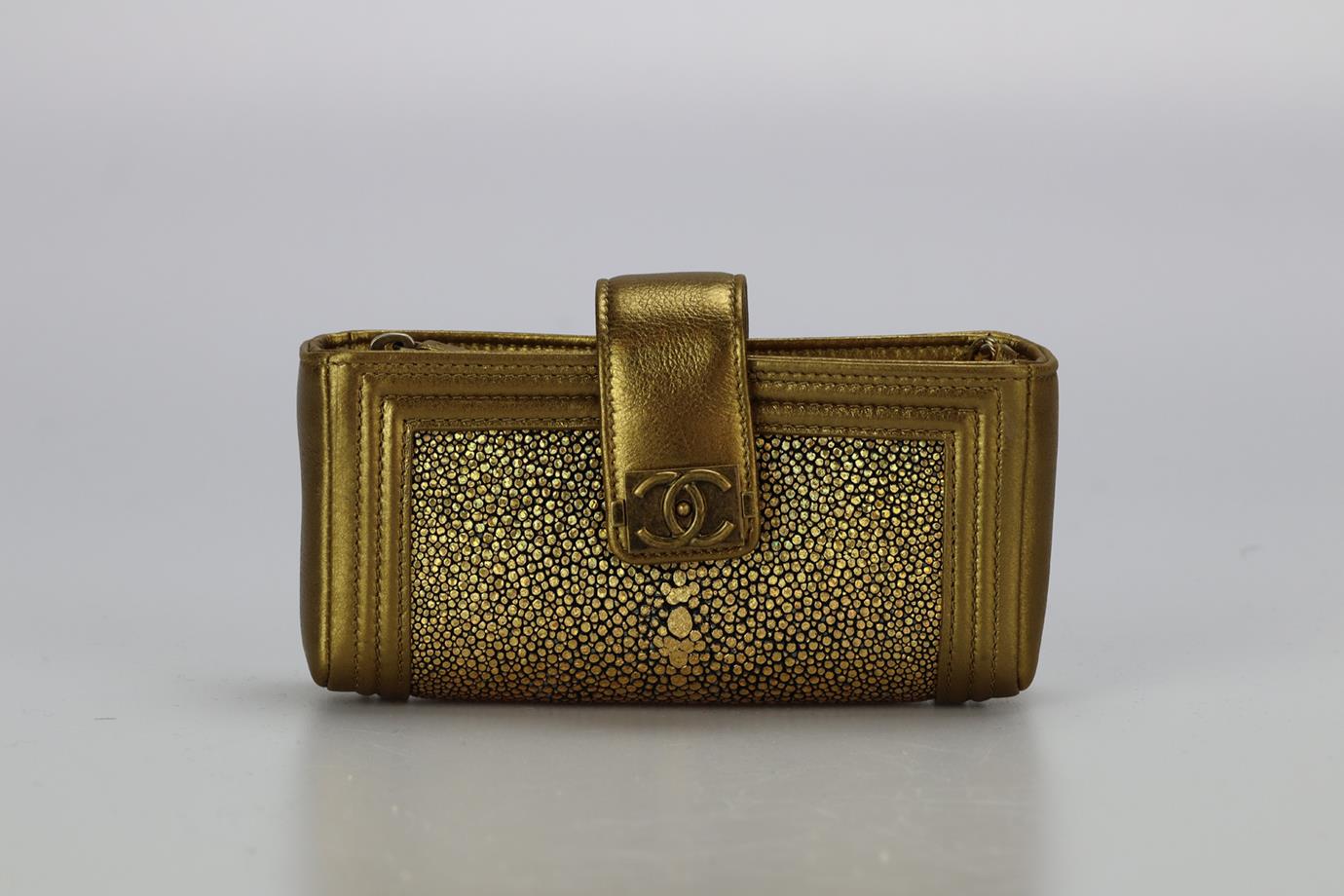 CHANEL 2015 O-PHONE HOLDER SHAGREEN & LEATHER SHOULDER BAG - Image 2