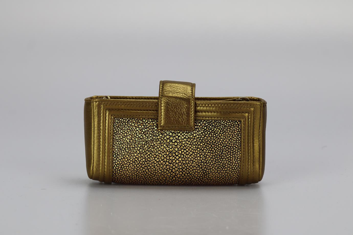 CHANEL 2015 O-PHONE HOLDER SHAGREEN & LEATHER SHOULDER BAG - Image 3
