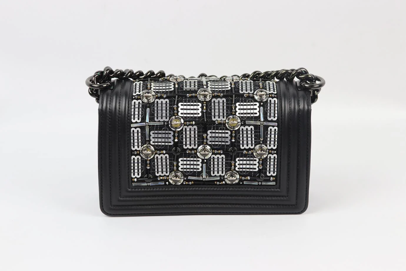 CHANEL 2017 BOY SMALL LED EMBELLISHED LEATHER SHOULDER BAG - Image 3