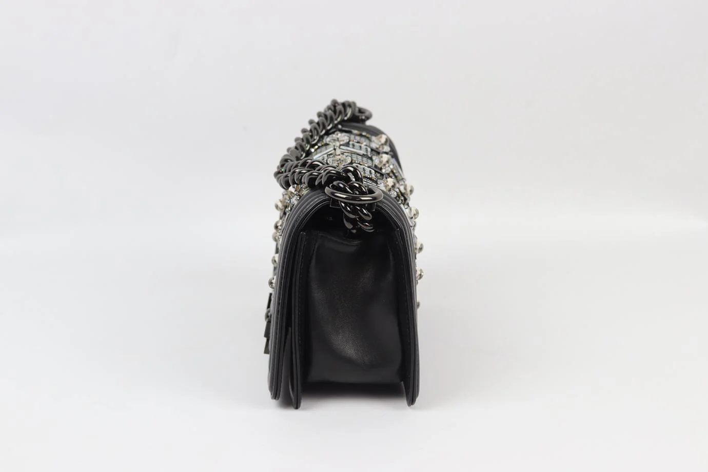 CHANEL 2017 BOY SMALL LED EMBELLISHED LEATHER SHOULDER BAG - Image 4
