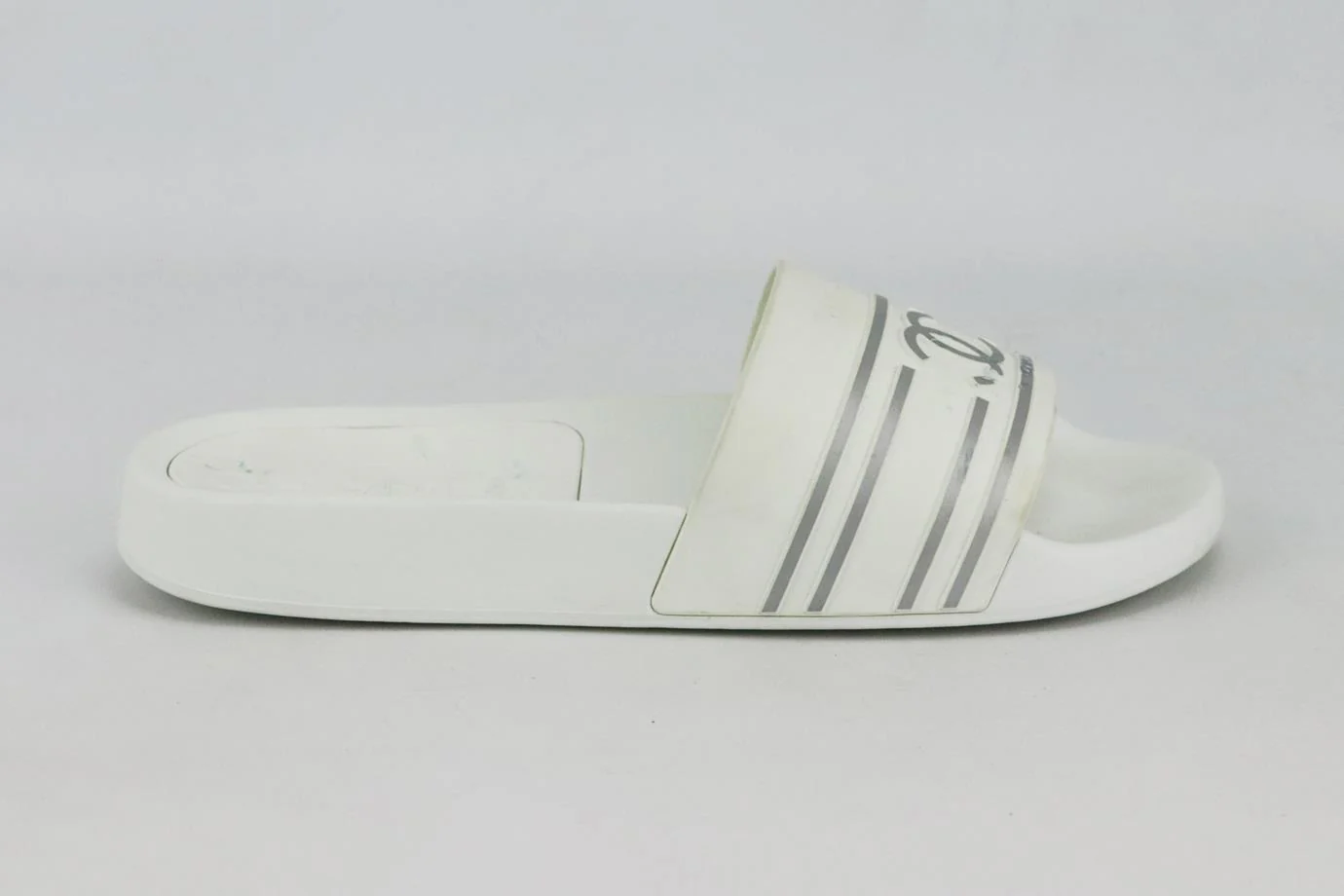 CHANEL 2019 LOGO DETAILED STRIPED RUBBER SLIDES EU 38 UK 5 US 8 - Image 2
