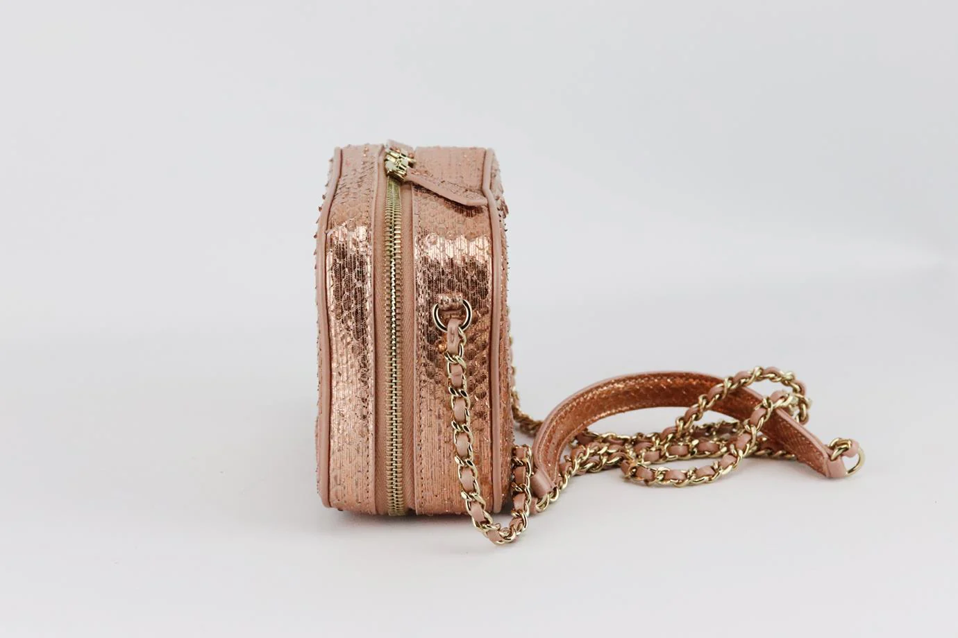 CHANEL 2019 MANIA CAMERA CASE METALLIC PYTHON AND LEATHER SHOULDER BAG - Image 5