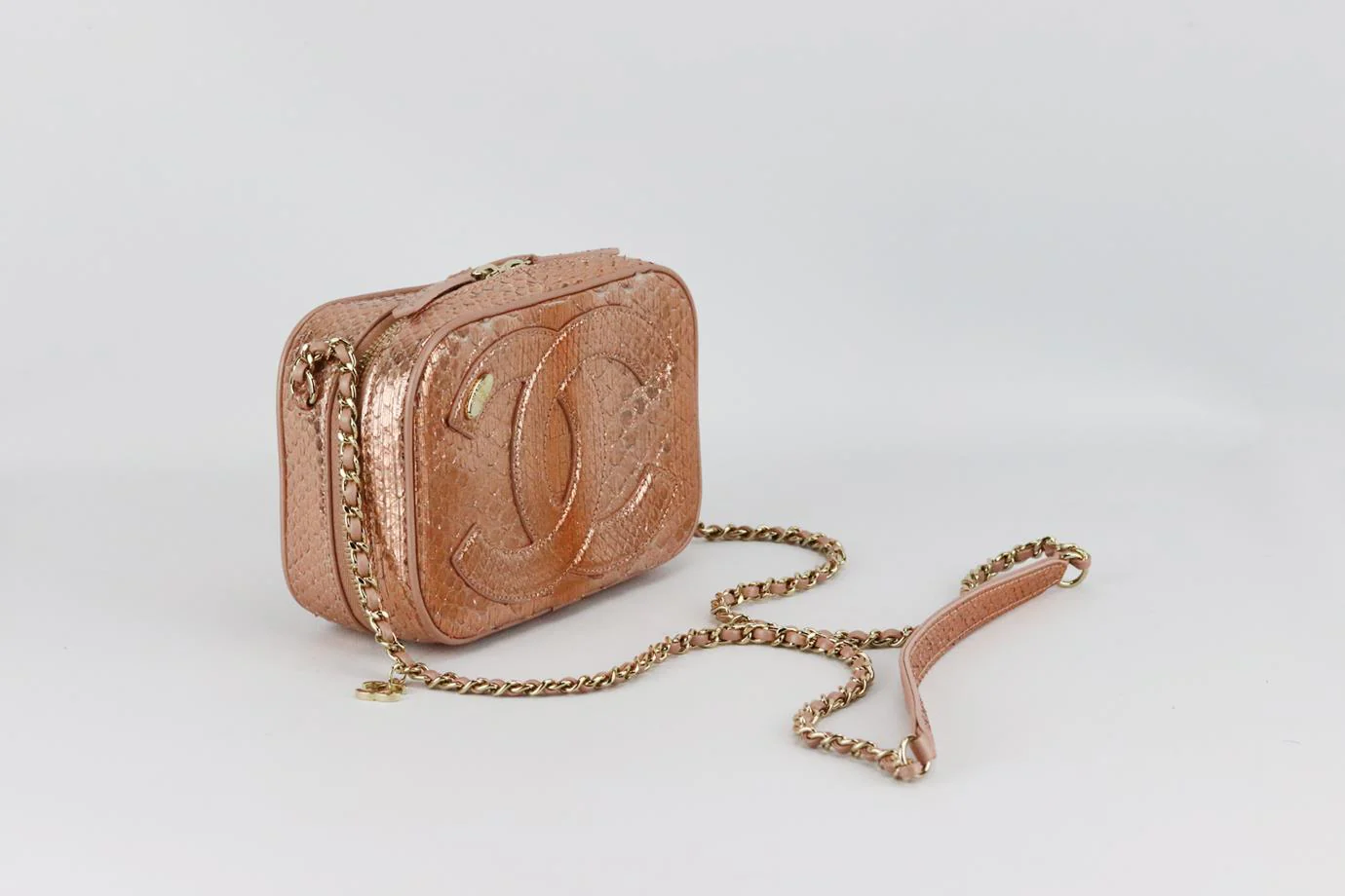 CHANEL 2019 MANIA CAMERA CASE METALLIC PYTHON AND LEATHER SHOULDER BAG - Image 6