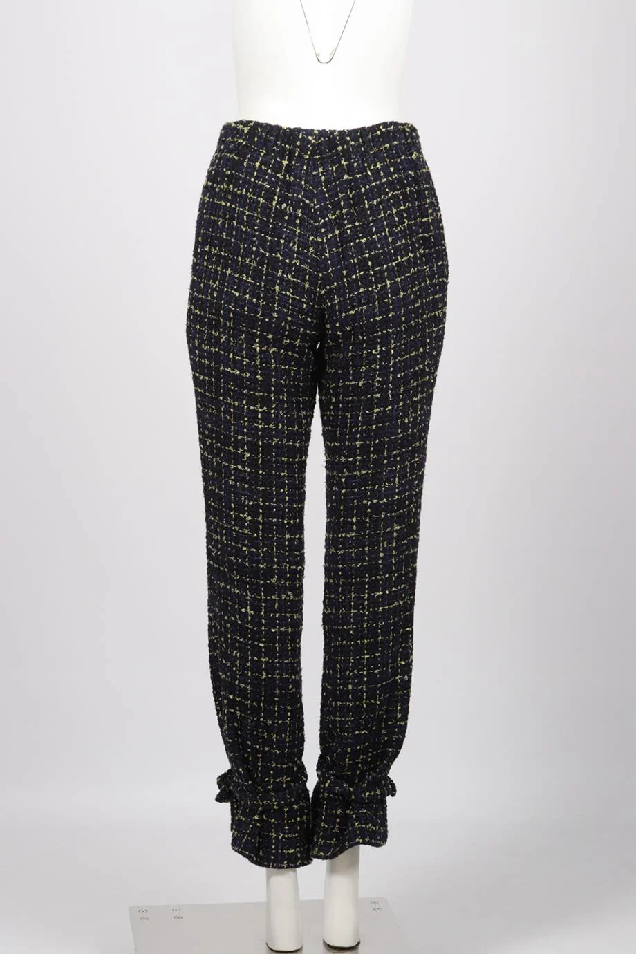 CHANEL 2022 CHECKED COTTON AND WOOL BLEND TAPERED PANTS FR 36 UK 8 - Image 4