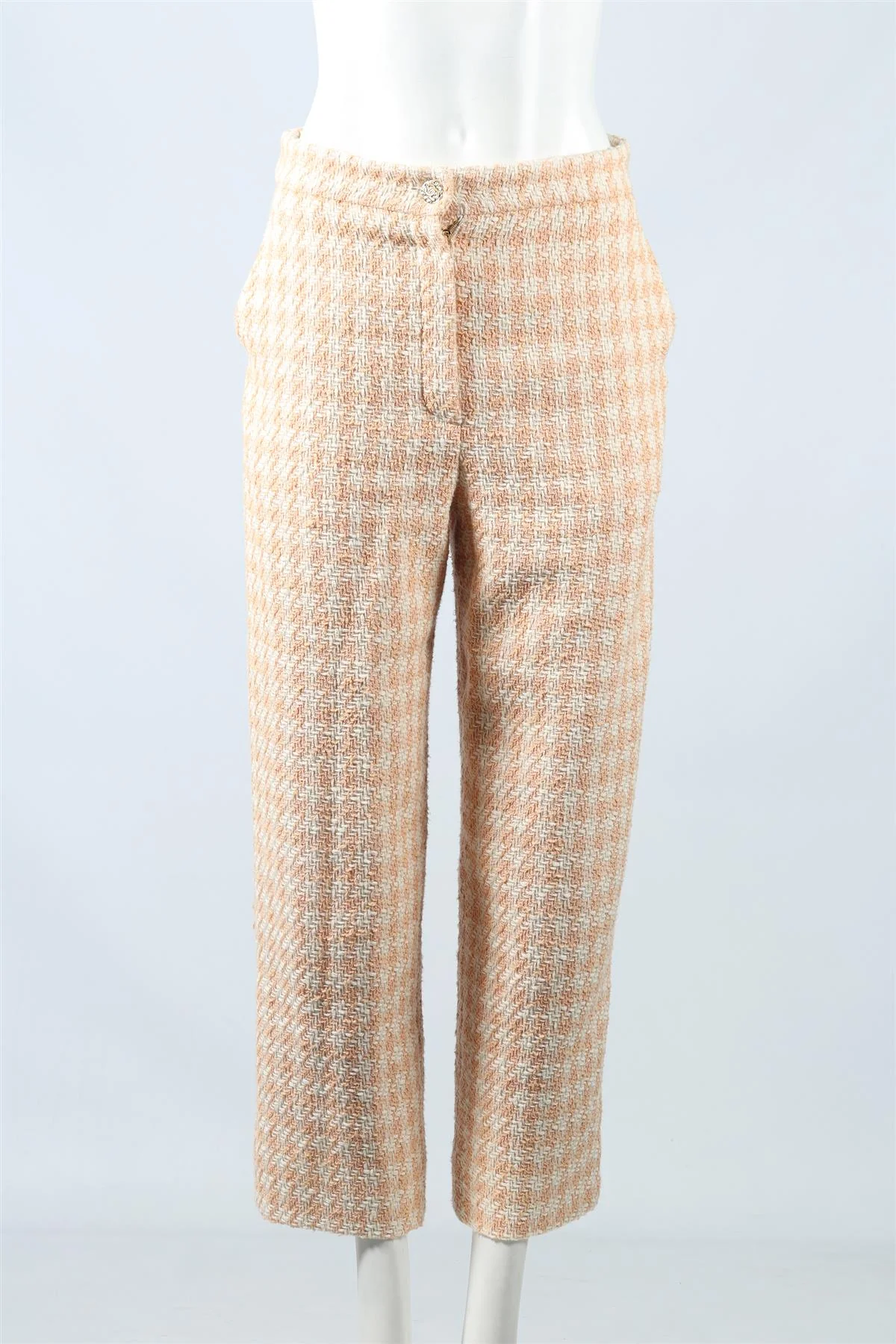 CHANEL 2023 TWEED COTTON STRAIGHT LEG PANTS FR 40 UK 12 - Image 2