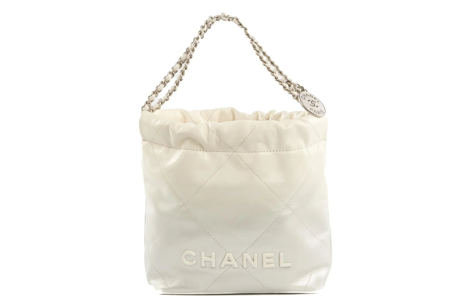CHANEL 2023 WHITE 22 MINI QUILTED LEATHER SHOULDER BAG - Image 2