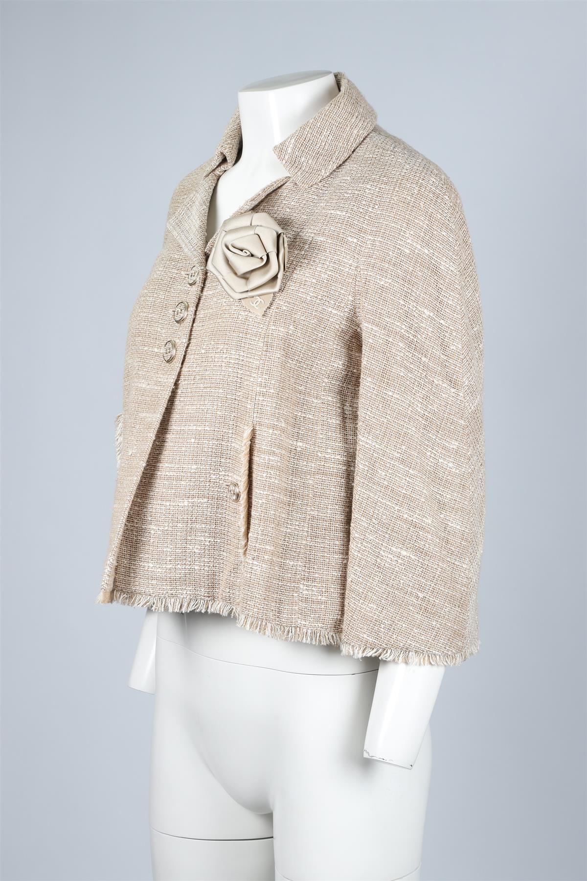 CHANEL BEIGE 2008 LINEN BLEND JACKET FR 40 UK 12 - Image 3