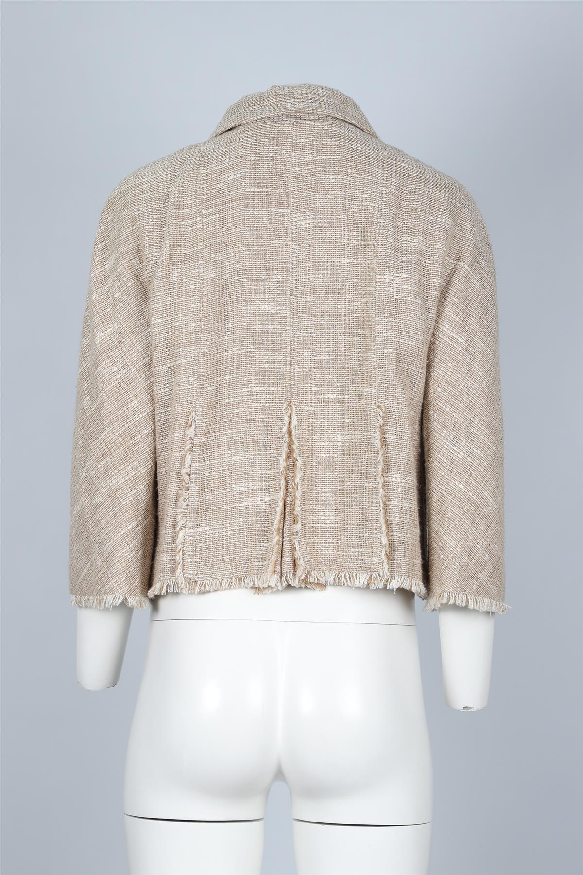 CHANEL BEIGE 2008 LINEN BLEND JACKET FR 40 UK 12 - Image 4