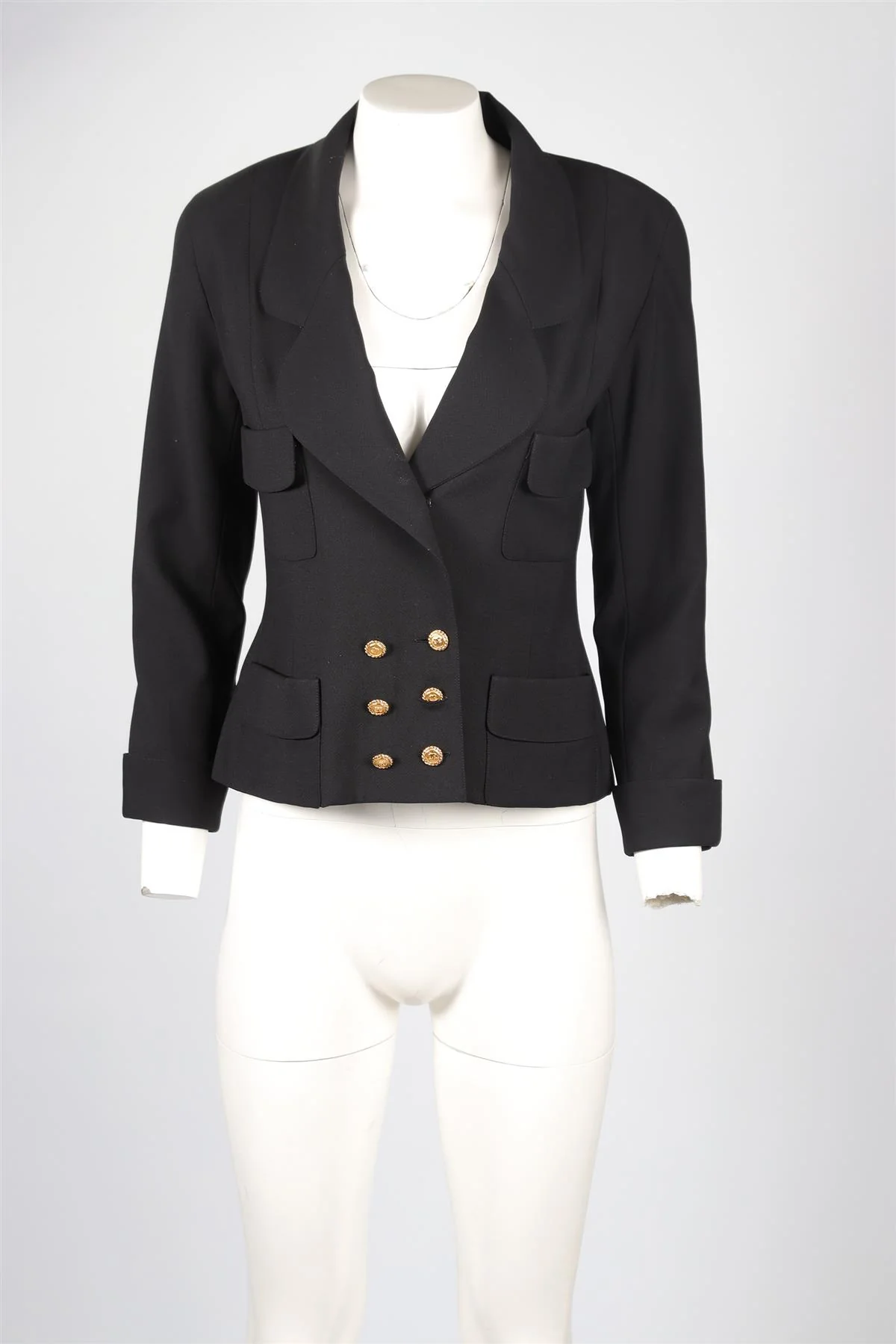 CHANEL BLACK 1988 CREPE BLAZER FR 36 UK 8 - Image 2