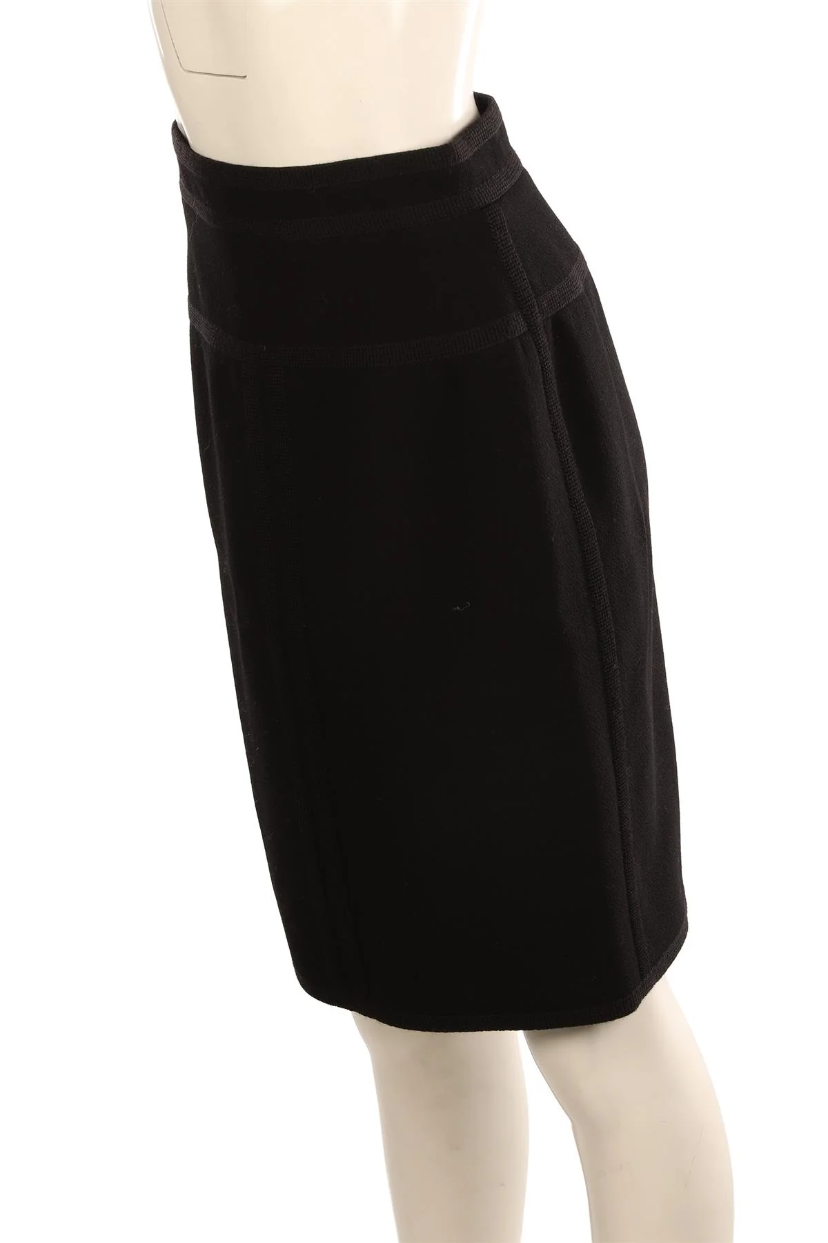 CHANEL BLACK 1991 WOOL MINI SKIRT FR 40 UK 12 - Image 2