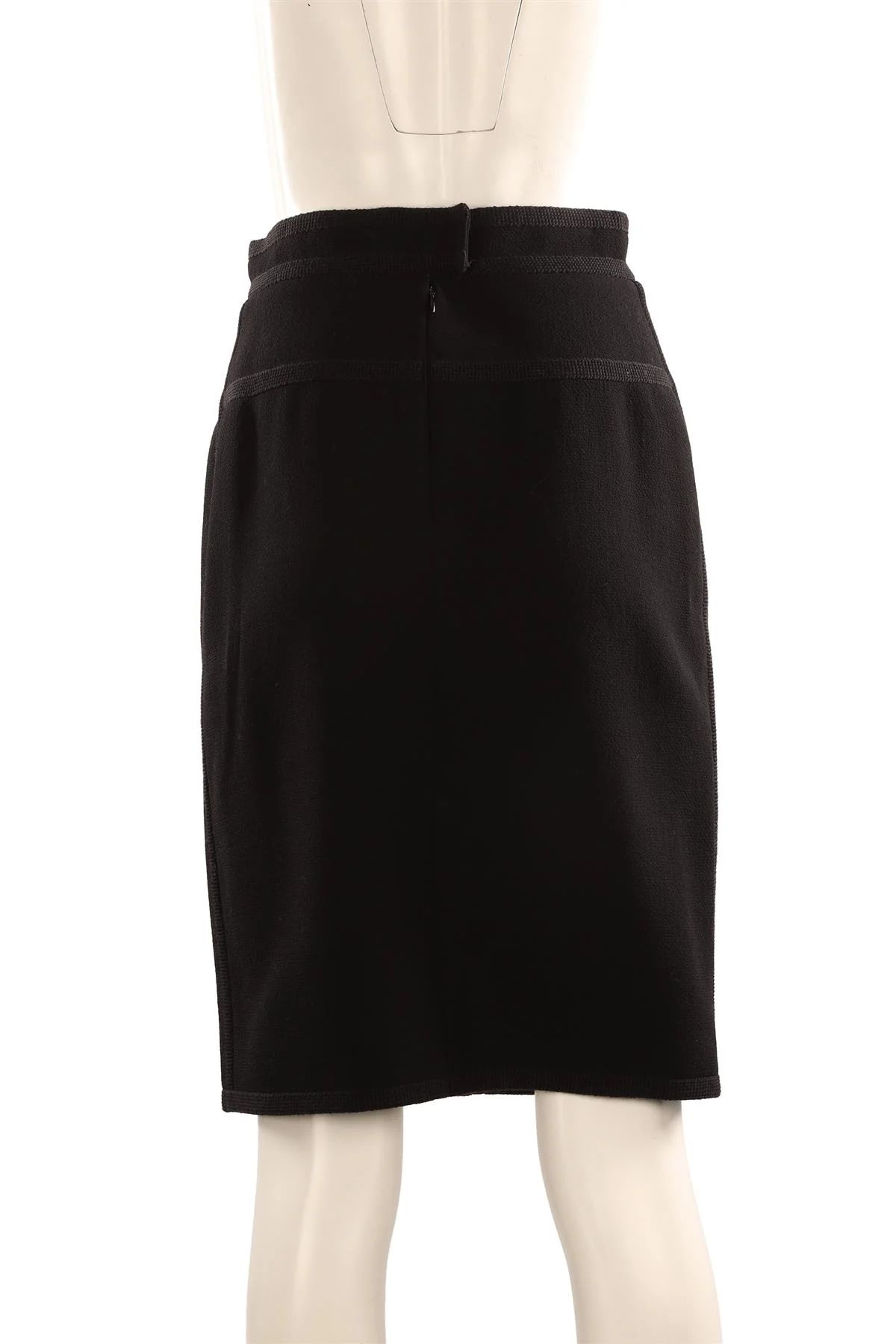 CHANEL BLACK 1991 WOOL MINI SKIRT FR 40 UK 12 - Image 3