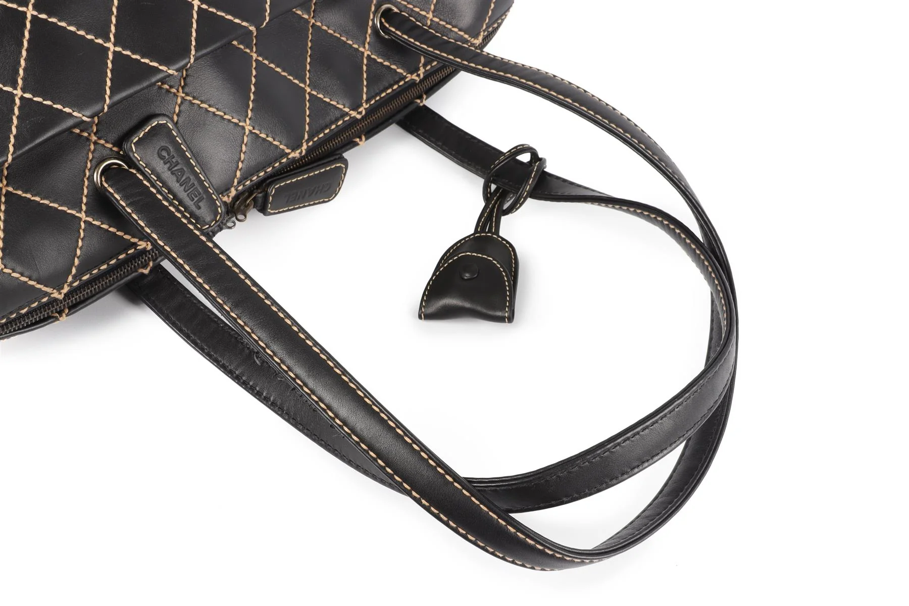 CHANEL BLACK 2002 WILD STITCH QUILTED LEATHER SHOULDER BAG - Image 10