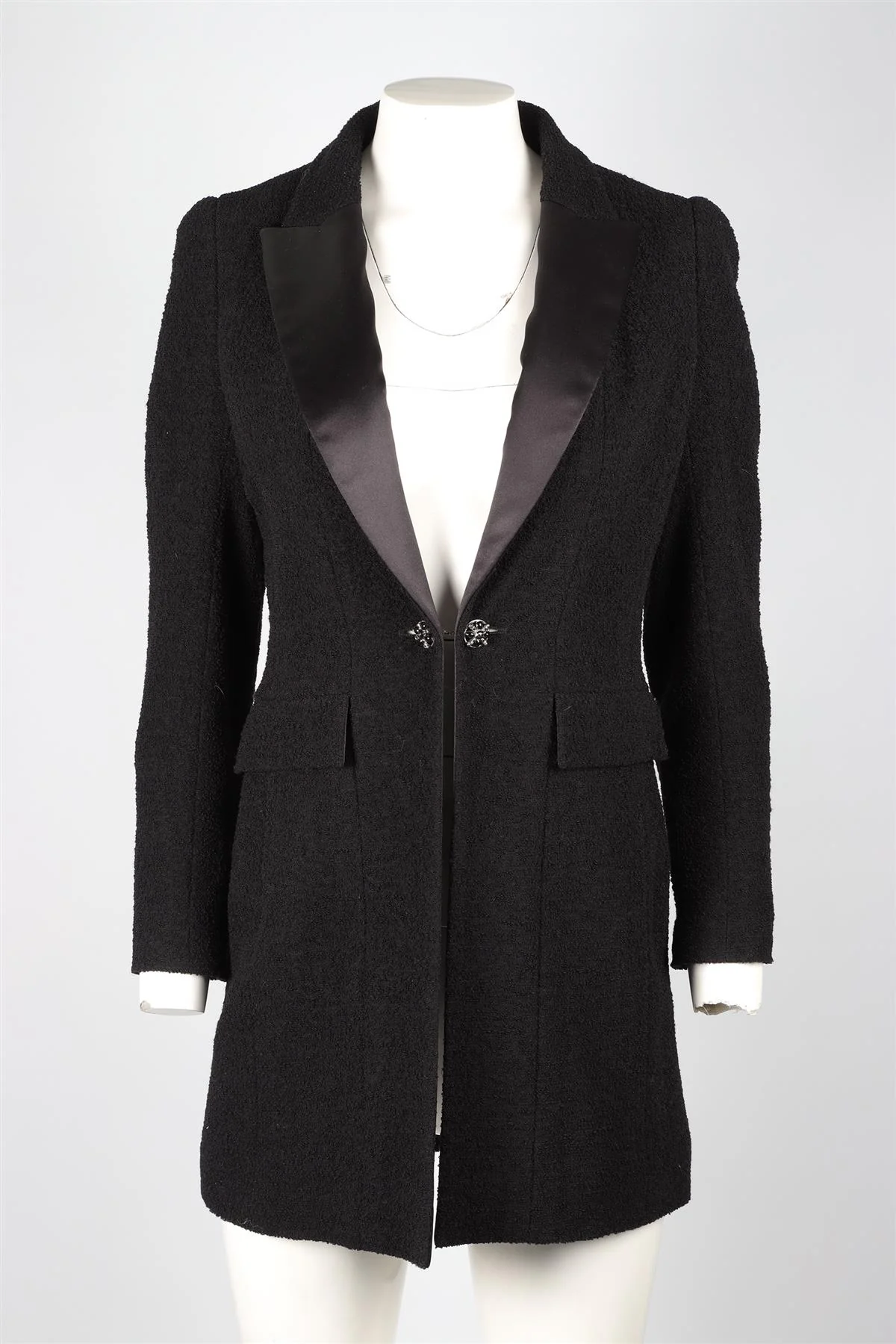 CHANEL BLACK 2006 WOOL JACKET FR 36 UK 8 - Image 2