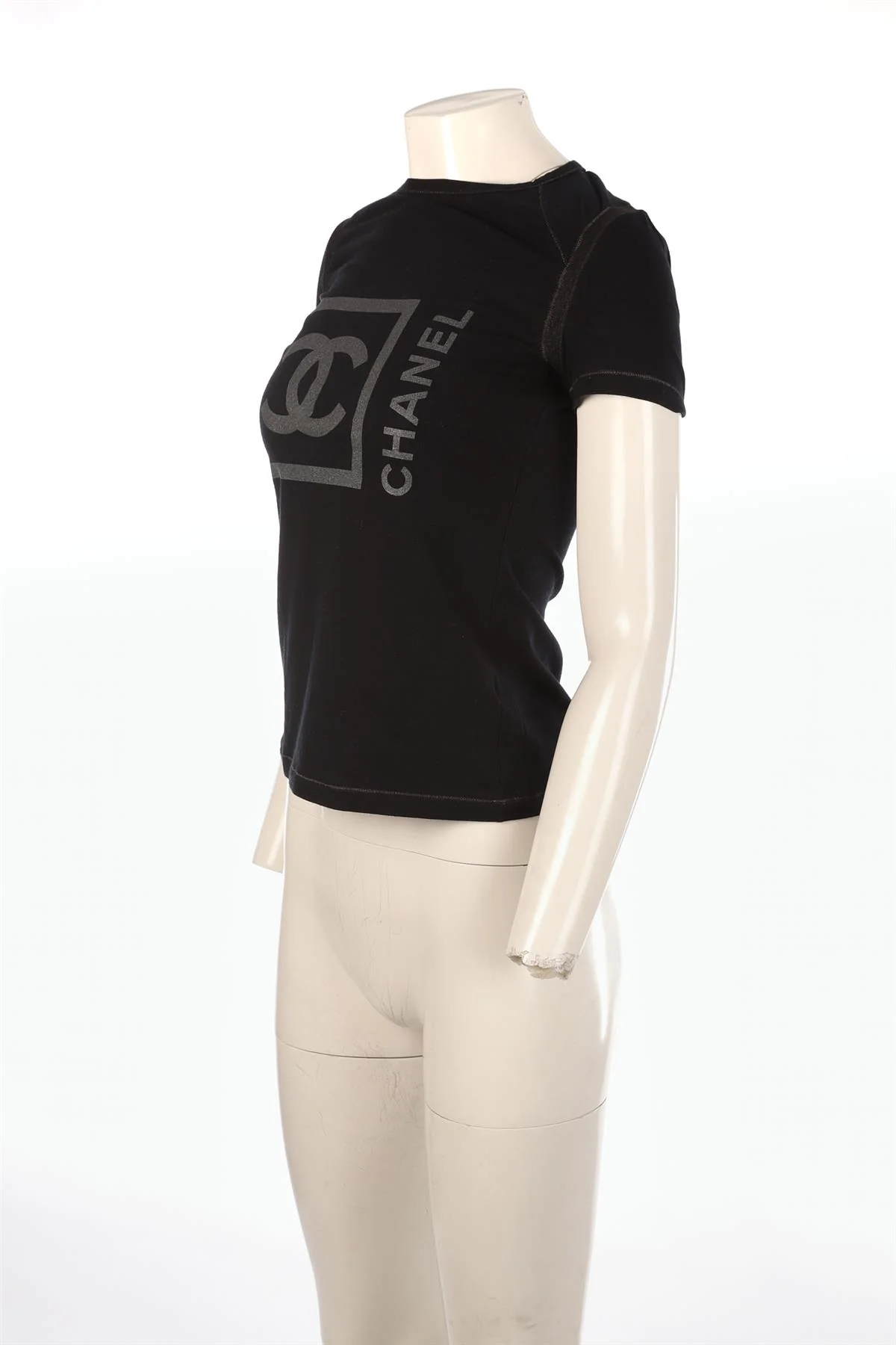 CHANEL BLACK 2007 COTTON T-SHIRT FR 40 UK 12 - Image 3