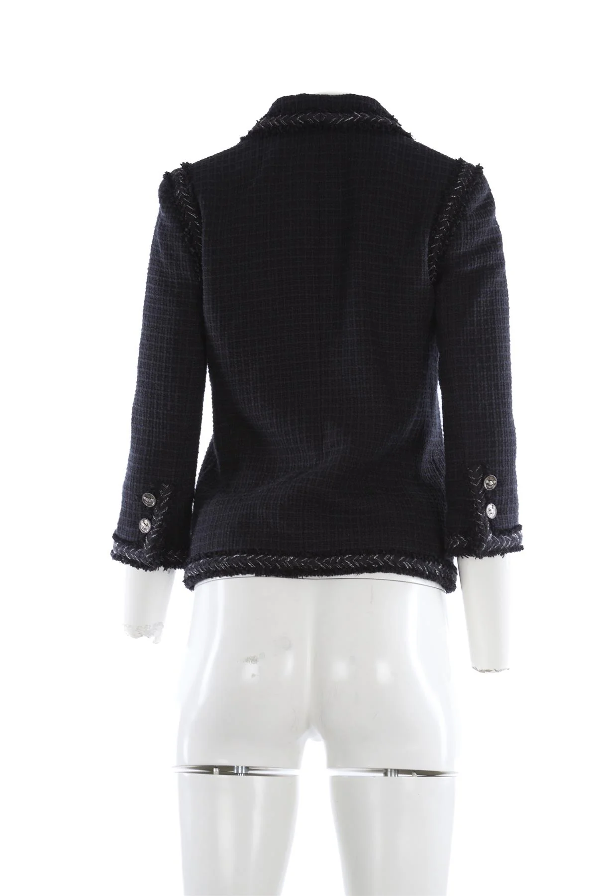 CHANEL BLACK 2008 COTTON BLAZER FR 36 UK 8 - Image 4