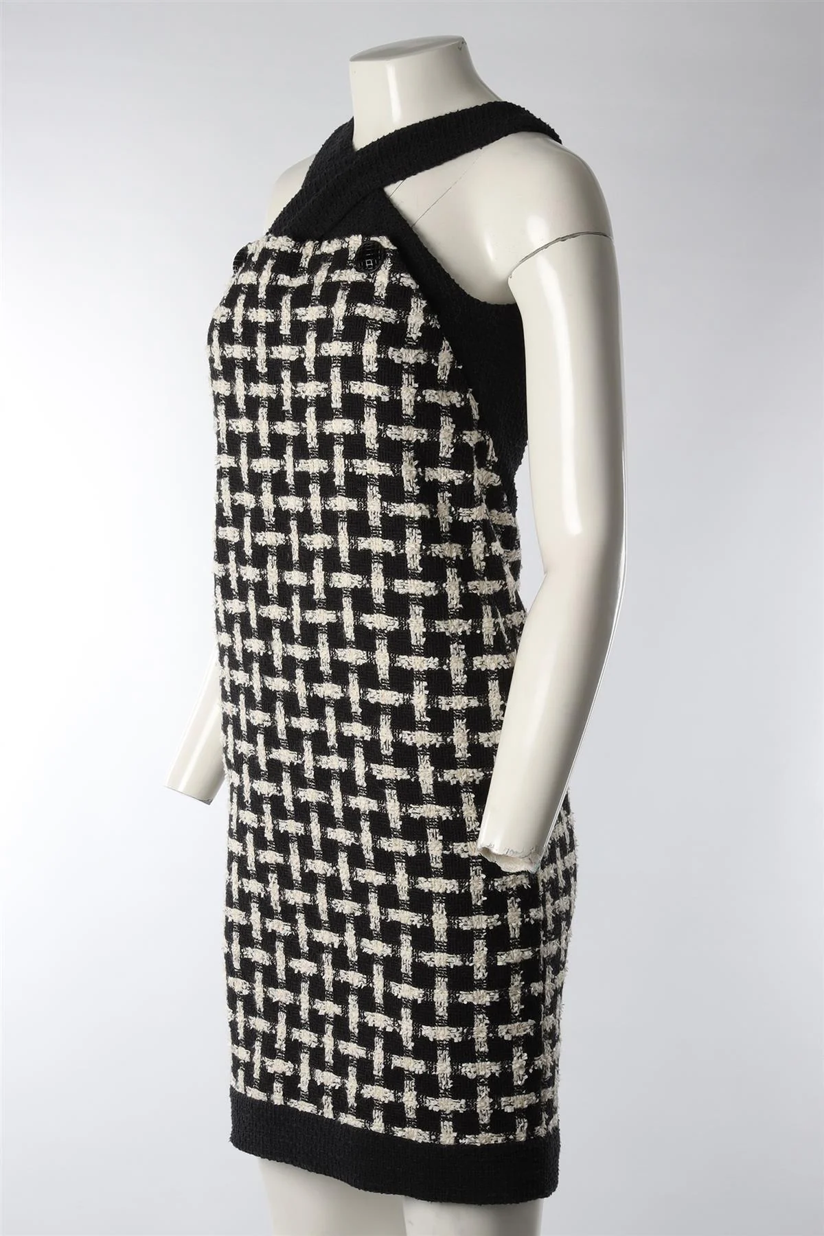 CHANEL BLACK 2009 COTTON MIDI DRESS FR 36 UK 8 - Image 3