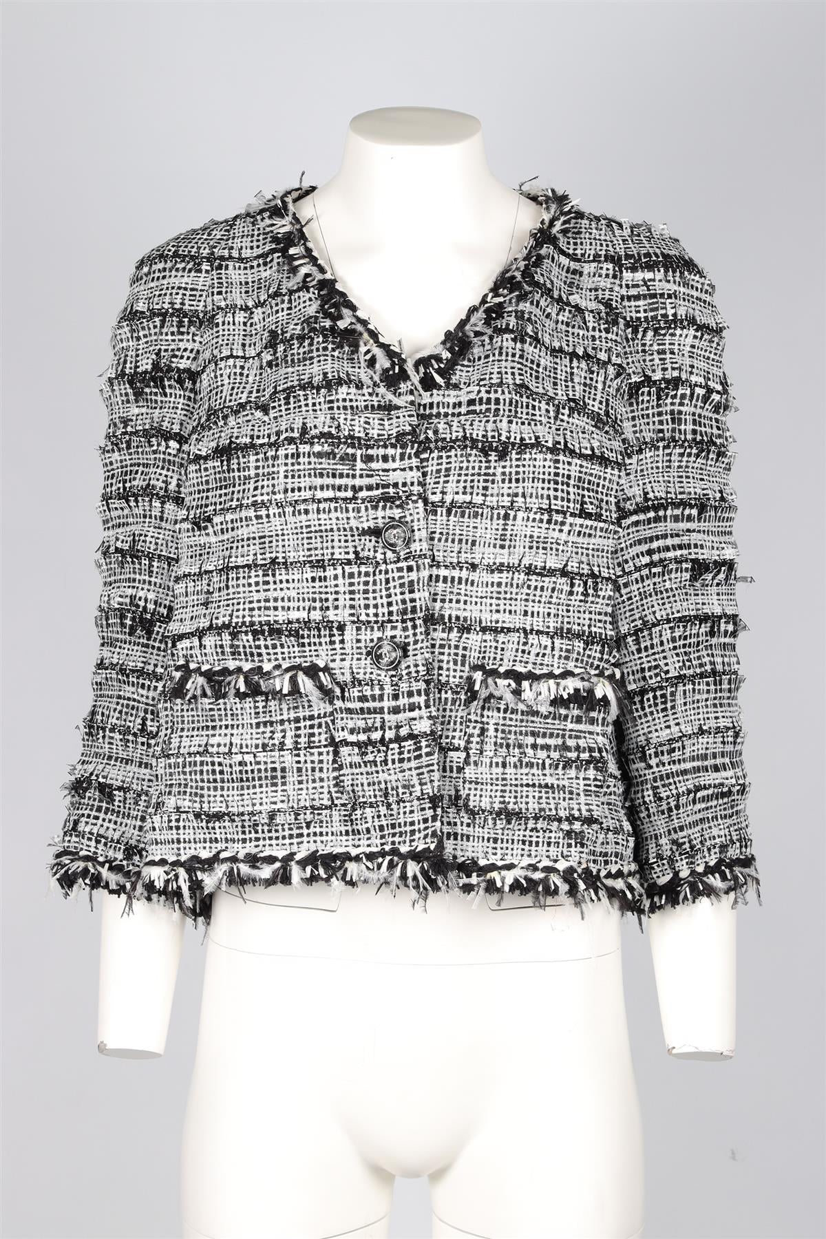 CHANEL BLACK 2011 COTTON JACKET FR 40 UK 12 - Image 2