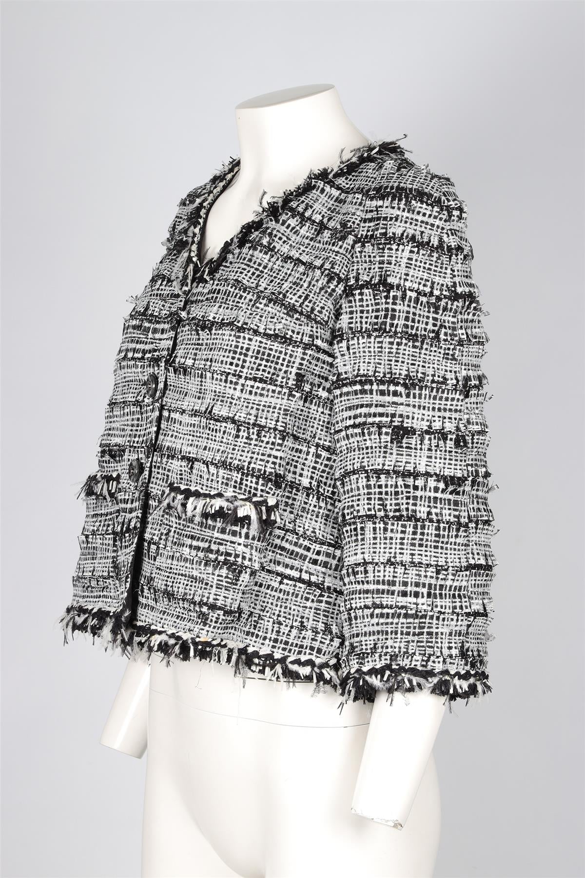 CHANEL BLACK 2011 COTTON JACKET FR 40 UK 12 - Image 3