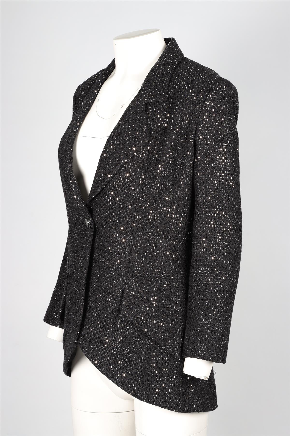CHANEL BLACK 2011 SEQUIN AND COTTON BLAZER FR 38 UK 10 - Image 3