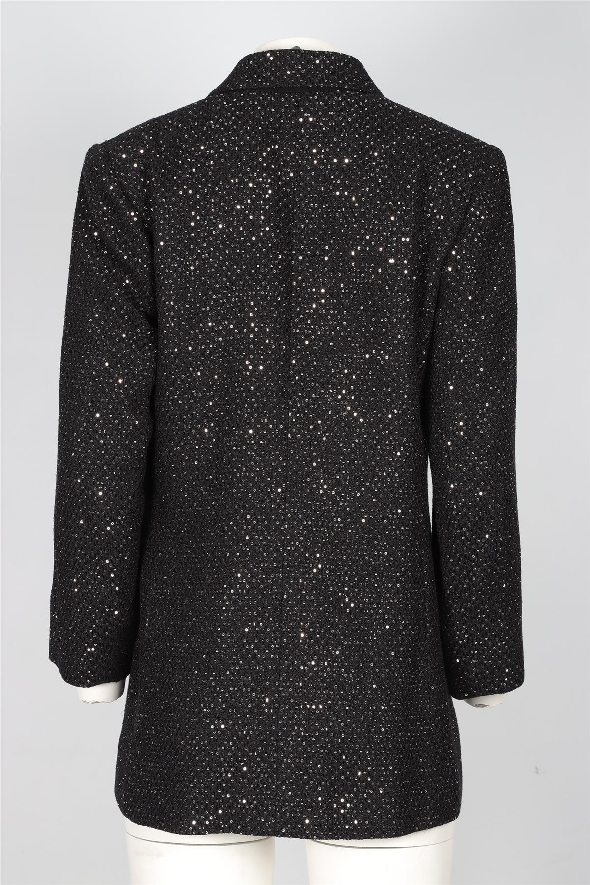 CHANEL BLACK 2011 SEQUIN AND COTTON BLAZER FR 38 UK 10 - Image 4