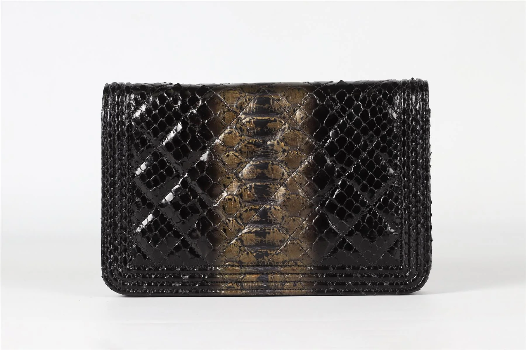 CHANEL BLACK 2014 BOY WALLET ON CHAIN PYTHON SHOULDER BAG - Image 7