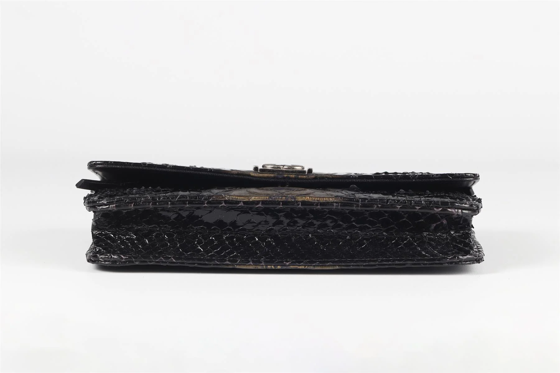CHANEL BLACK 2014 BOY WALLET ON CHAIN PYTHON SHOULDER BAG - Image 8