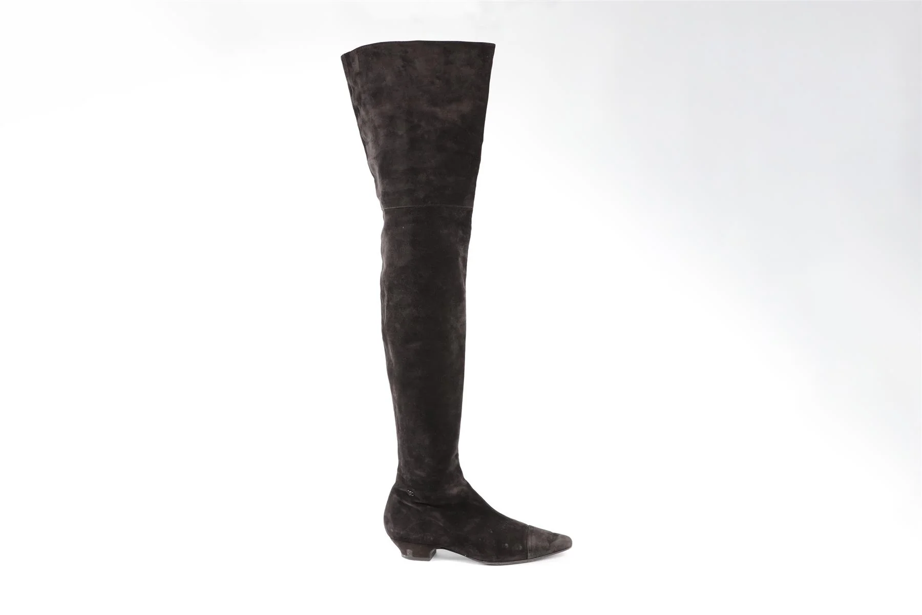 CHANEL BLACK 2018 SUEDE OVER THE KNEE BOOTS EU 38.5 UK 5.5 US 8.5 - Image 2
