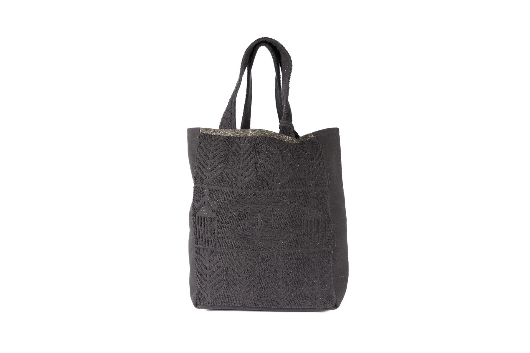 CHANEL BLACK 2019 TERRY CLOTH TOTE BAG AND TOWEL - Image 3
