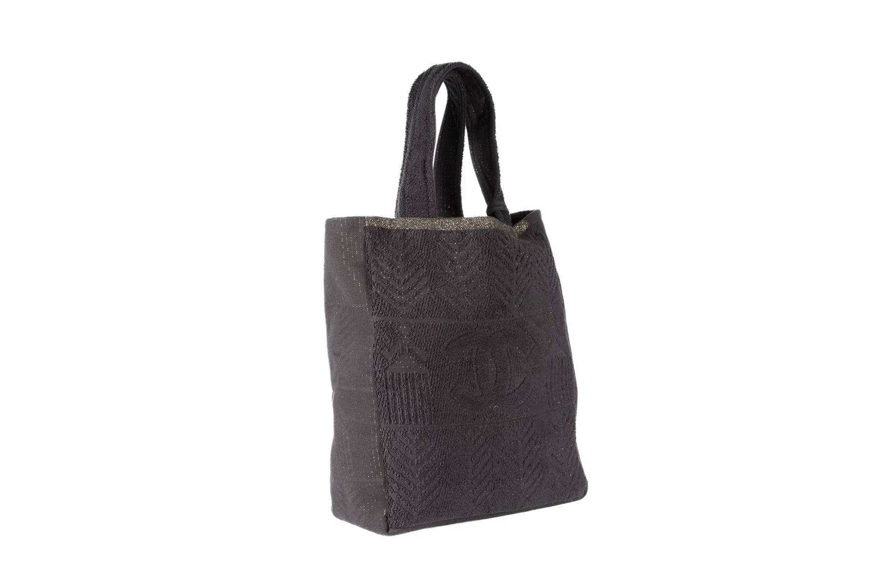 CHANEL BLACK 2019 TERRY CLOTH TOTE BAG AND TOWEL - Image 4
