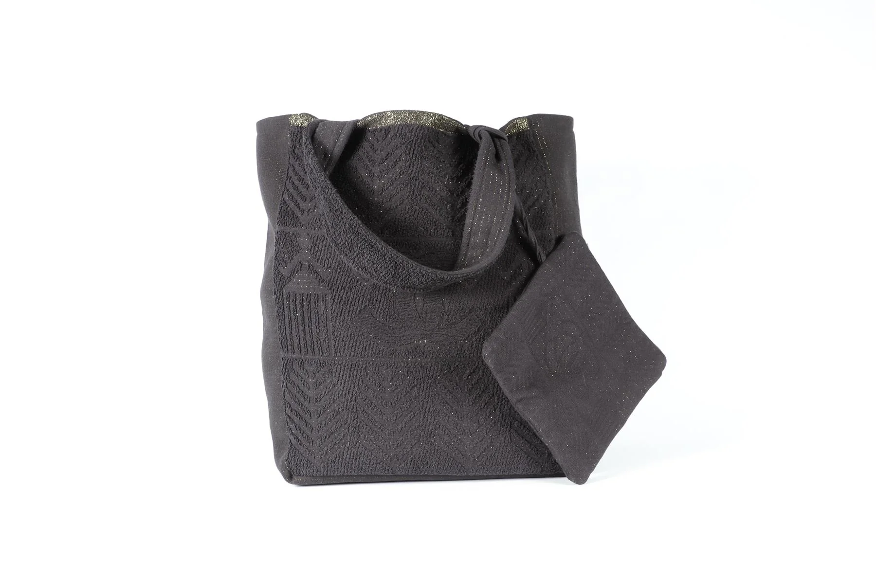 CHANEL BLACK 2019 TERRY CLOTH TOTE BAG AND TOWEL - Image 9