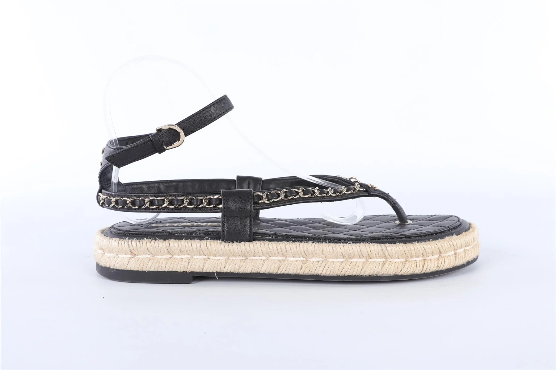 CHANEL BLACK 2021 LEATHER SANDALS EU 40 UK 7 - Image 2