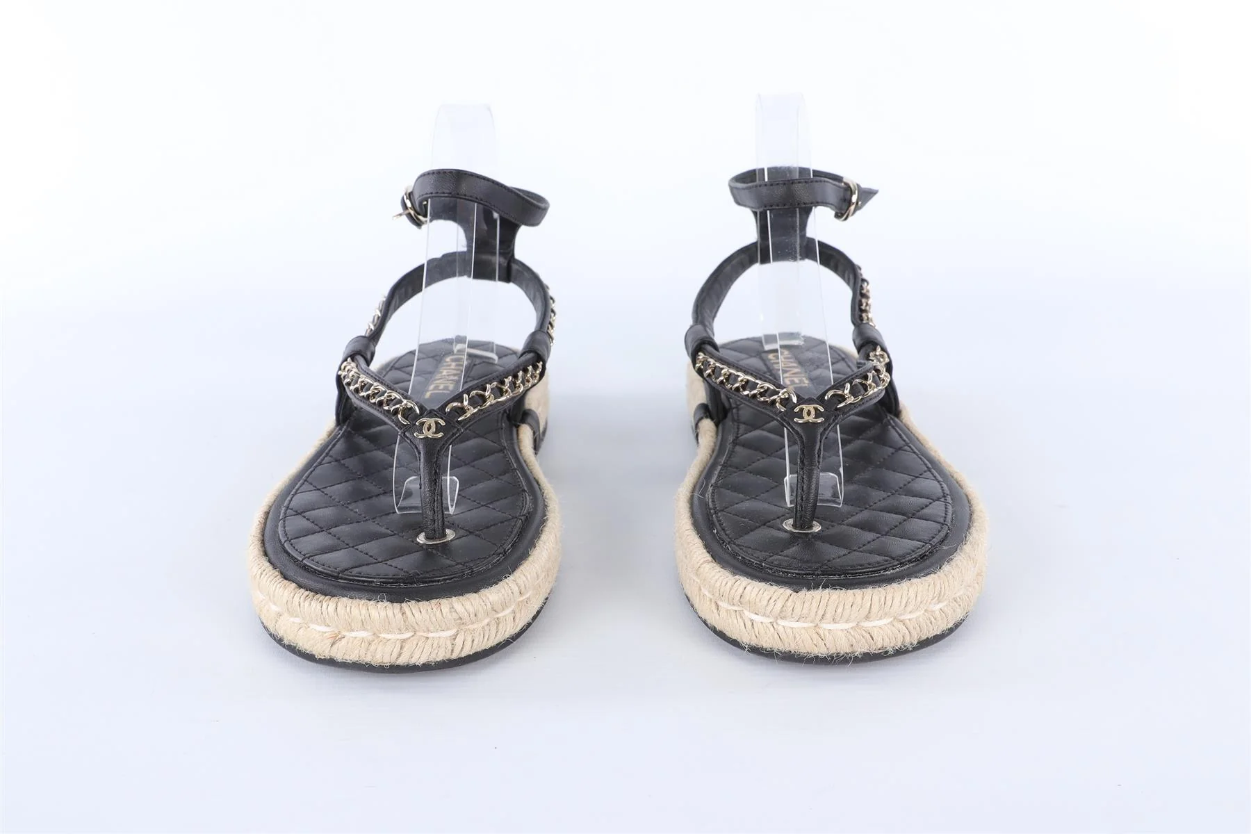 CHANEL BLACK 2021 LEATHER SANDALS EU 40 UK 7 - Image 3