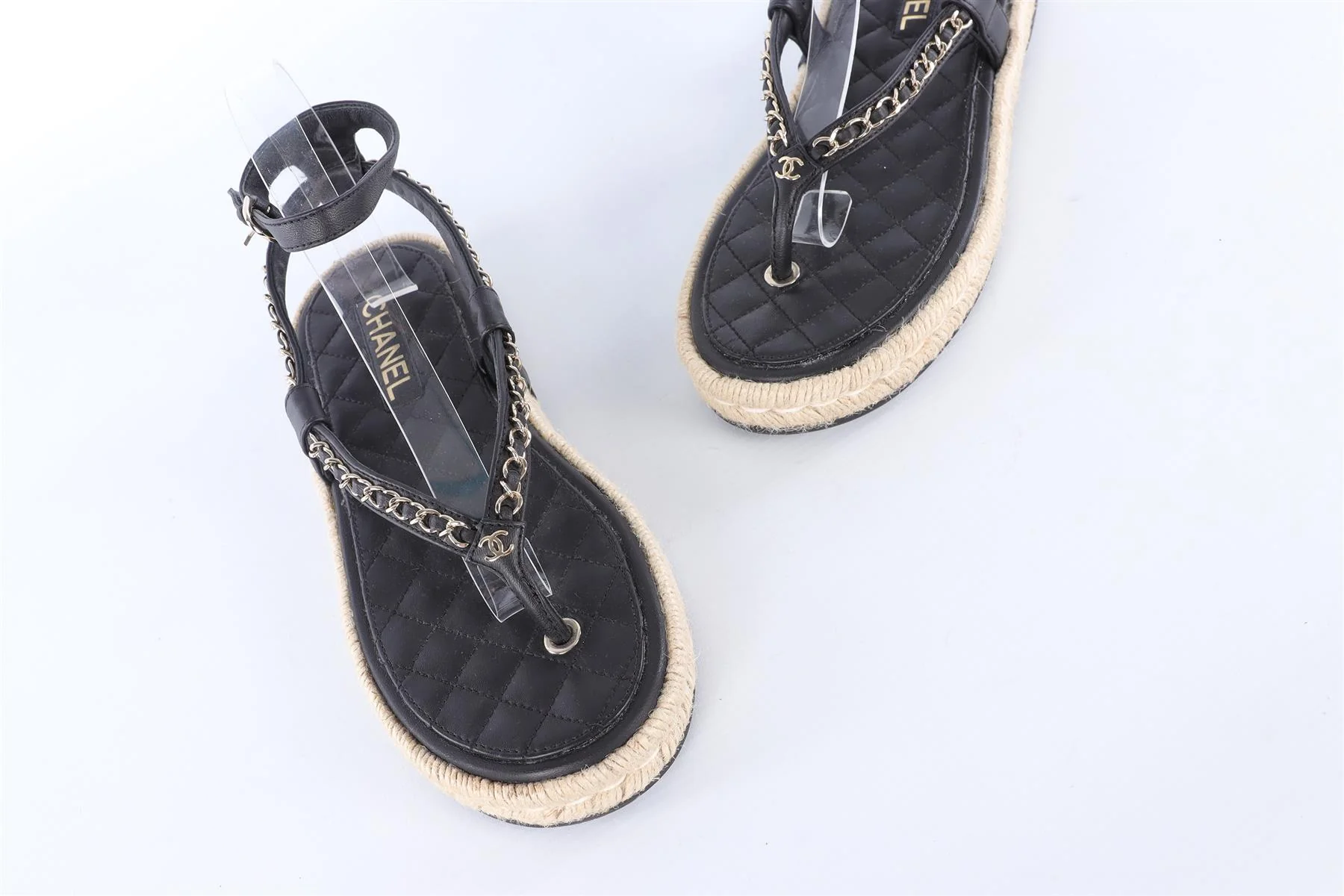 CHANEL BLACK 2021 LEATHER SANDALS EU 40 UK 7 - Image 4