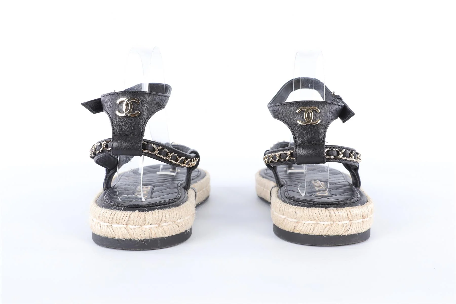 CHANEL BLACK 2021 LEATHER SANDALS EU 40 UK 7 - Image 5
