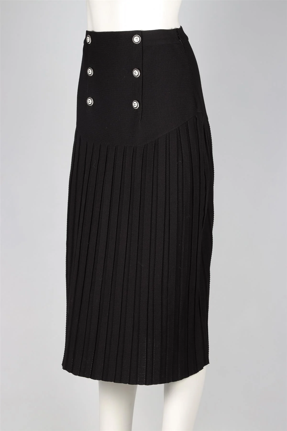 CHANEL BLACK 2021 WOOL MIDI SKIRT FR 38 UK 10 - Image 3